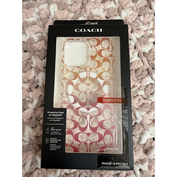 Coach Other - Coach iPhone 15 Pro Max MagSafe Protective Case Signature C  Pink Sparkle Ombré